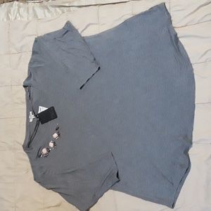 Jane and Delancey Women's Top Gray Pullover Scoop Neck 3/4 Sleeve Beads 2X